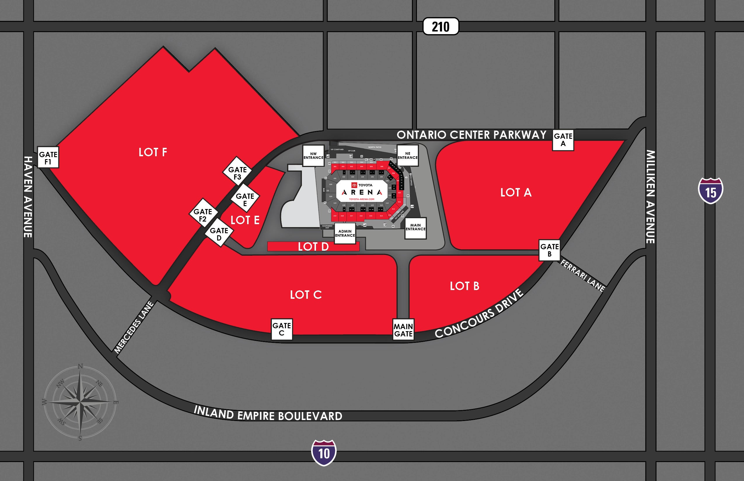 Toyota Arena Parking Map